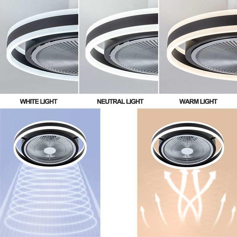 Runde Schlafzimmer halb Flush Mount Acrylminimalistische LED -Deckenlüftungslampe mit Fernbedienung