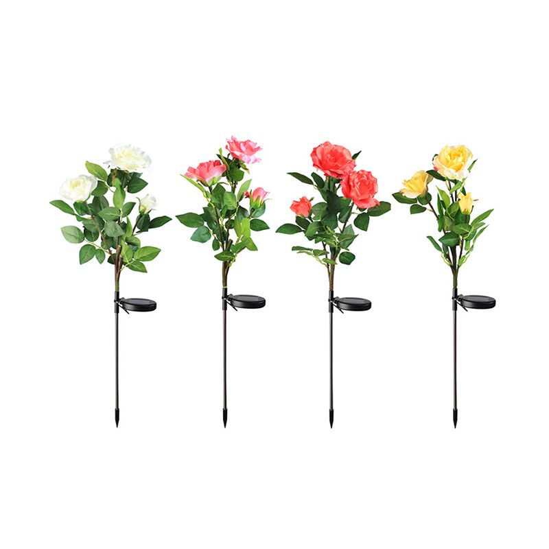 Rose Bouquet Pathway LED Lawn Lighting Plastic 3 Bulbs Decorative Solar Stake Light