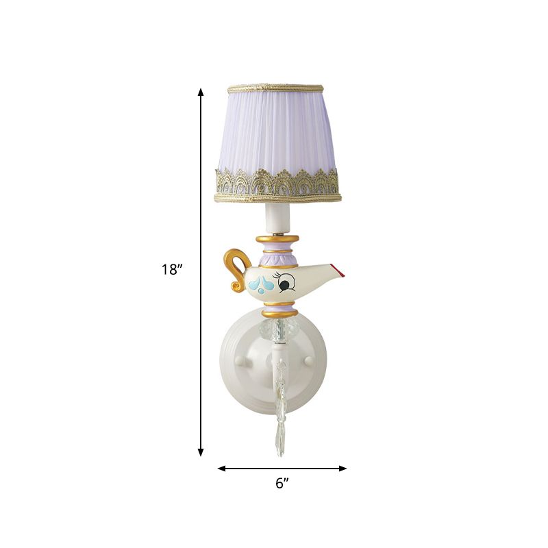 1 hoofd indoor sconce licht eigentijdse witgold wandlamp met vat stof schaduw en theepot deco
