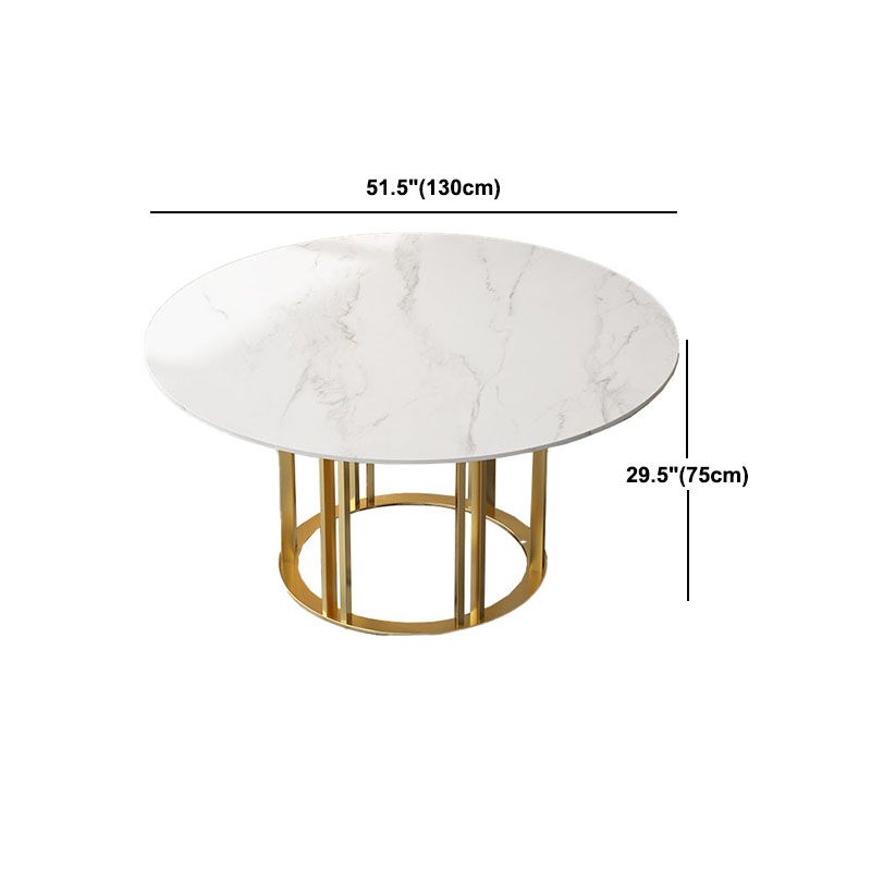 Round Traditional Luxury Stone Table Standard Height Dining Table with Pedestal Base