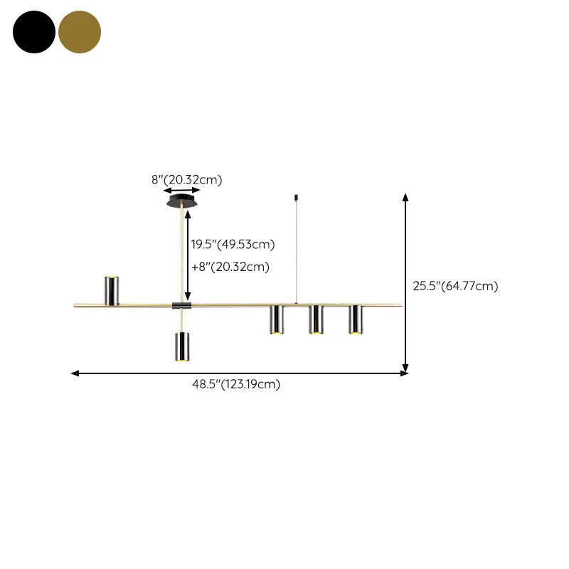 3 / 4 / 5 - Light Pendant Ceiling in Black & Gold Iron Post Modern Kitchen Island Lighting