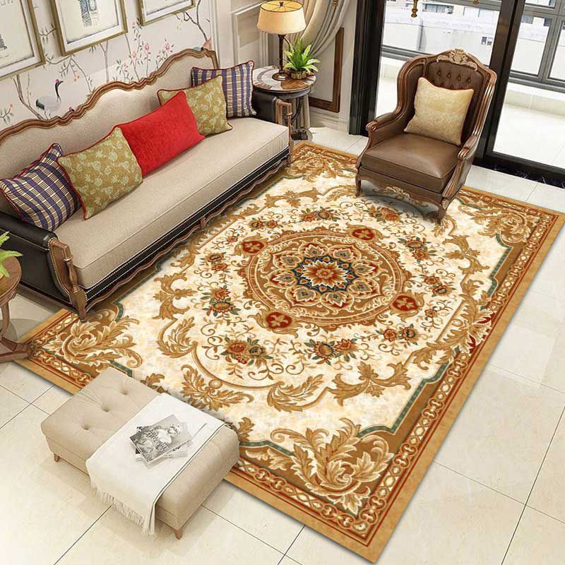 Roter Wohnzimmer-Teppichpolyester Europäischer Area Teppich Anti-Schlupf-Waschmaschine Teppich