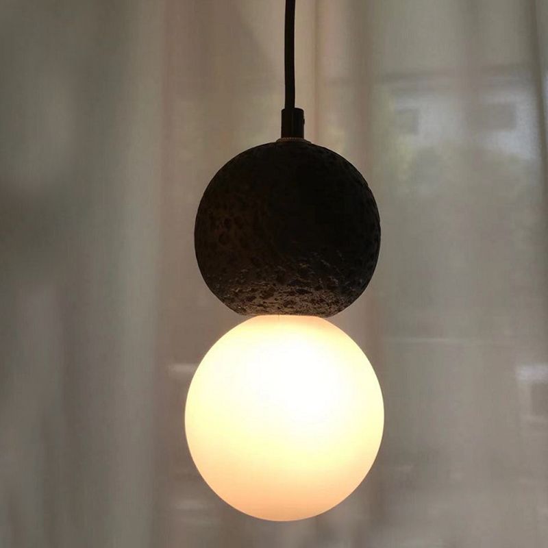 Globe Glass Pendant Light in Modern Creative Style Cement Single Hanging Lamp for Dining Room