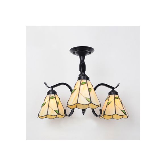 3/5 luci semifulto con lampada semi-filo in vetro colorato in stile Tiffany in tonalità in rosso/blu/verde/blu-bianco per le scale