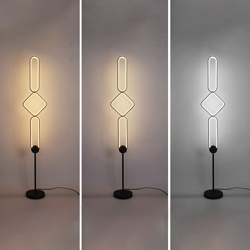 Geometrical Linear Floor Light Artistic Metal Bedroom Standing Light