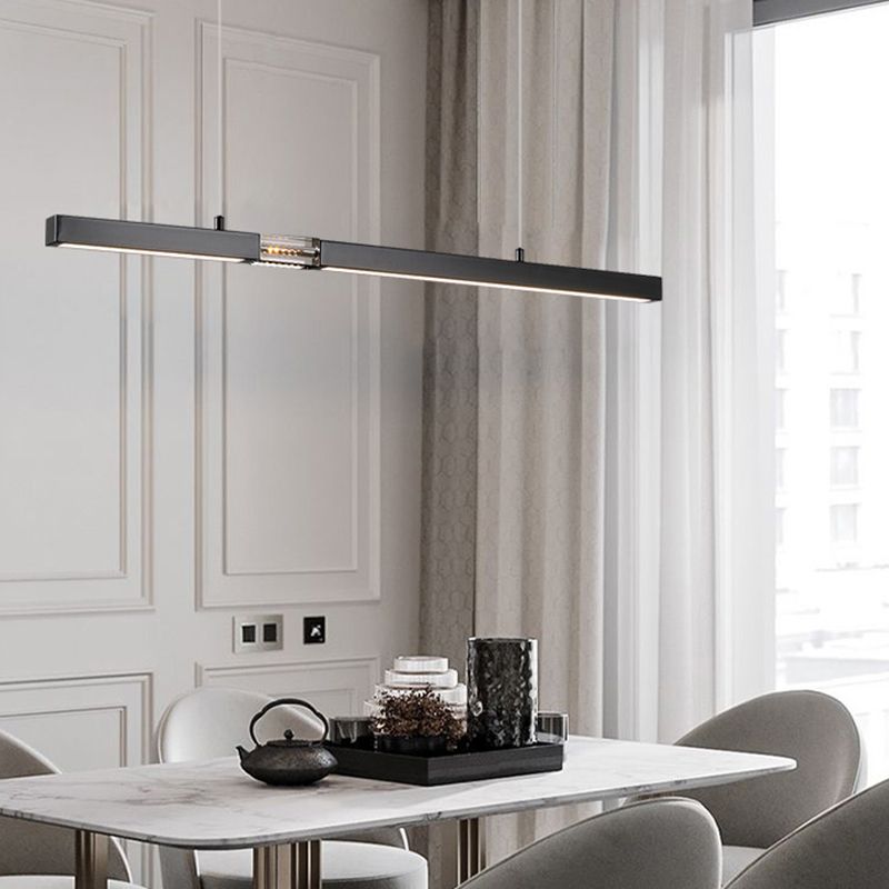 Moderne Rechteckinselinsel Kronleuchter 1-Licht-LED-Anhänger Beleuchtungskörper mit Kristall