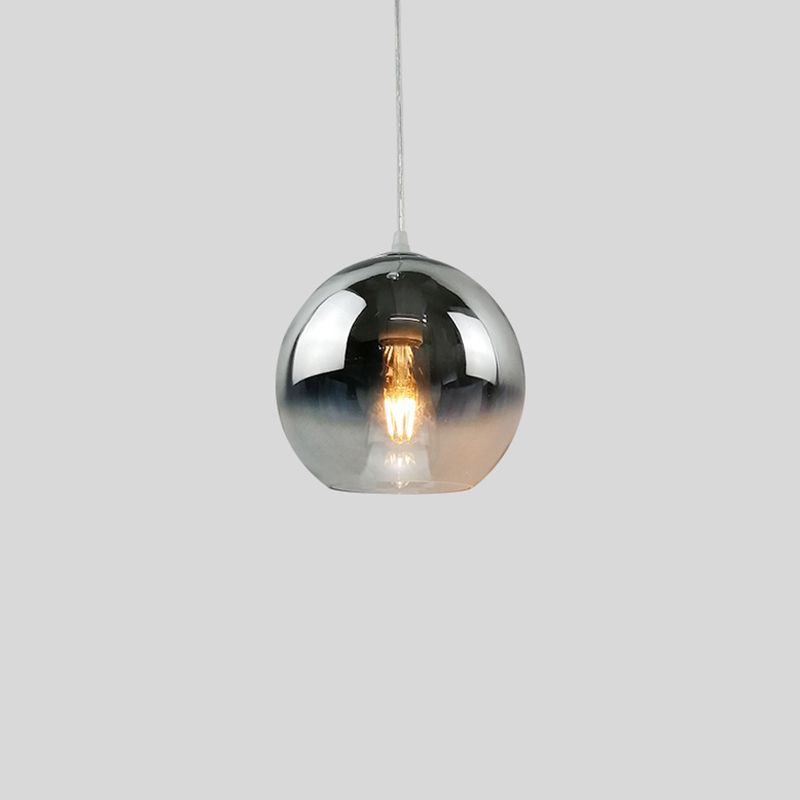 Glass Globe Single Hanging Lamp in Modern Artistic Style Wrought Iron Indoor Pendant Light
