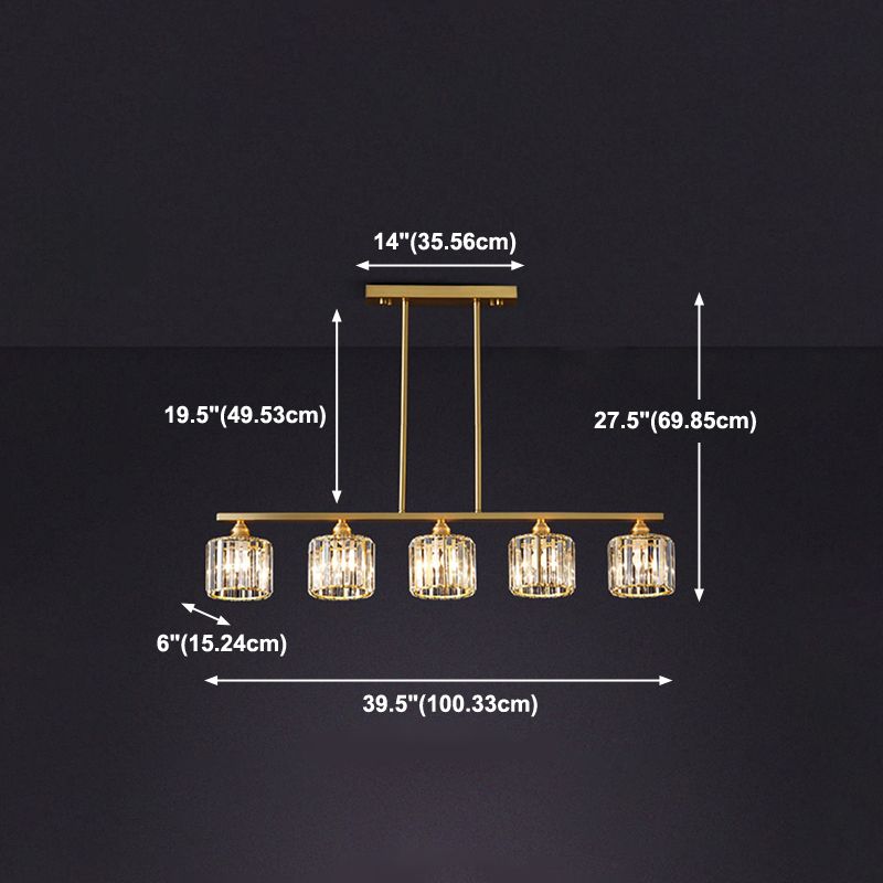 Contemporary Style Cylinder Shape Island Lights Crystal Island Lighting