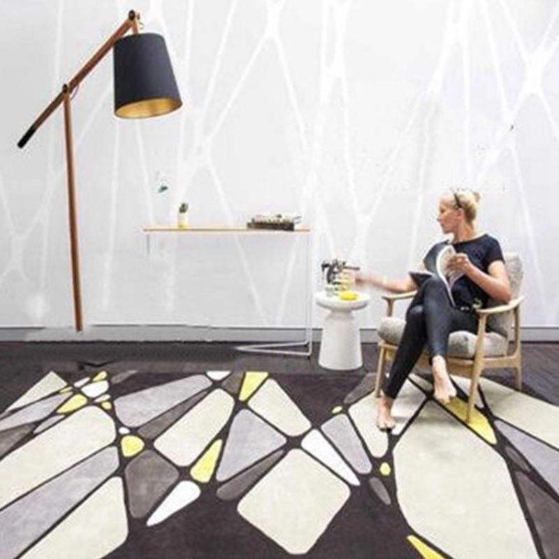 Nordic Living Room Rug Multicolor Geometric Print Area Carpet Synthetics Pet Friendly Easy Care Rug