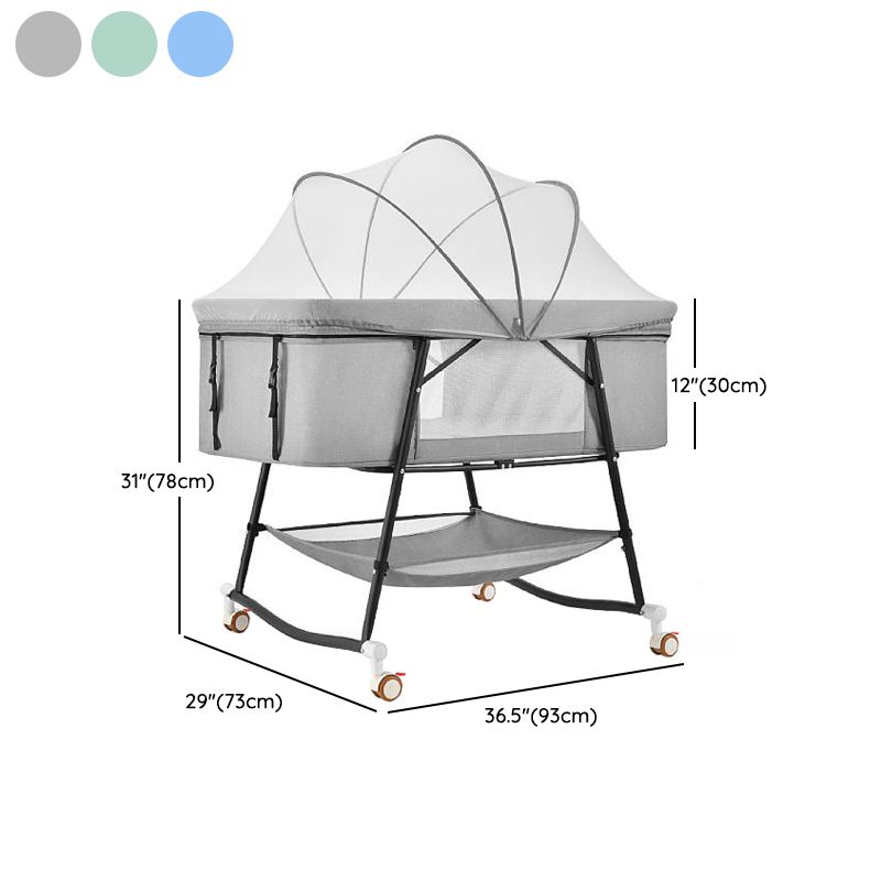 Gliding Crib Cradle Square Metal Cradle with Canopy for Newborn