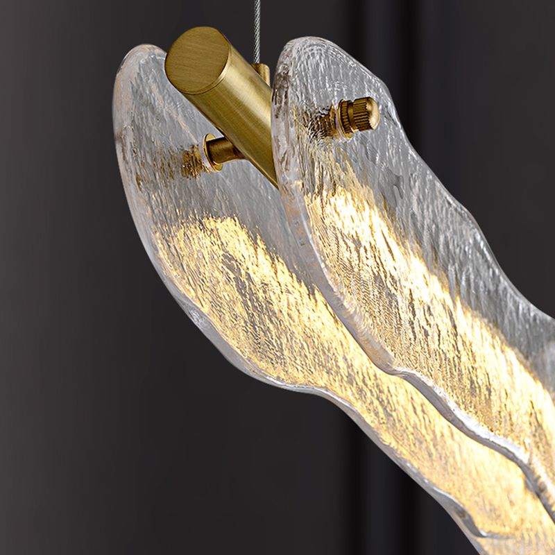 1-leichte Inselbeleuchtung minimaler Stil Linearer Formglasanhänger Beleuchtung