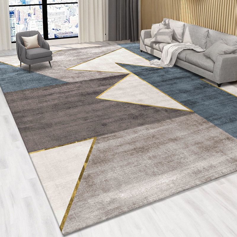 Dark Gray Modern Rug Polyester Circle Rug Non-Slip Backing Rug for Home Decoration