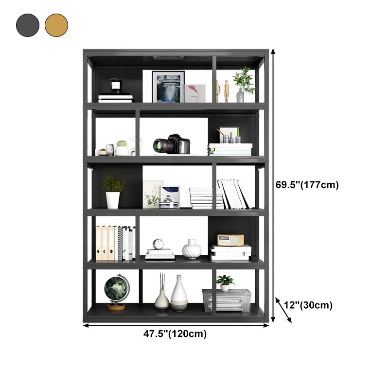 Vertical Metal Frame Etagere Bookshelf Manufactured Wood Shelf Bookcase for Living Room