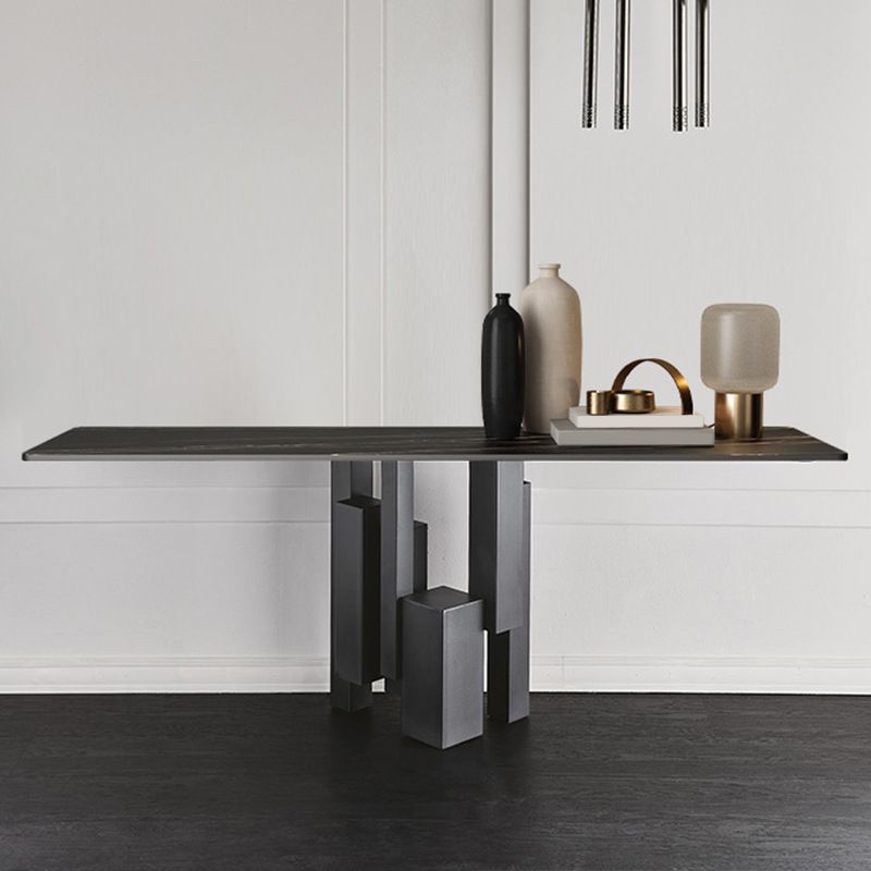 15" Wide Stone Contemporary Console Table Black Rectangle Sofa Table
