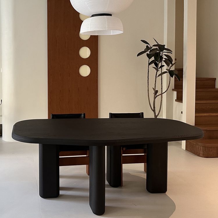 Oak Solid Wood Dining Table Tripod Base Dining Table for Dining Room