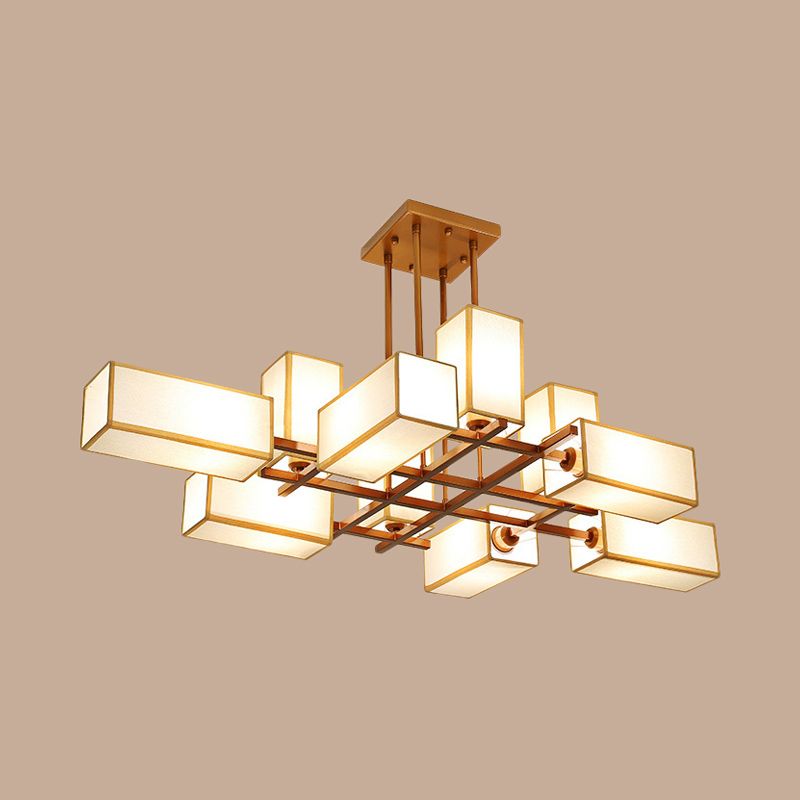 Traditional Rectangle Semi Flush Mount 8/10/12 Lights Metallic Ceiling Lighting in Black/Brass