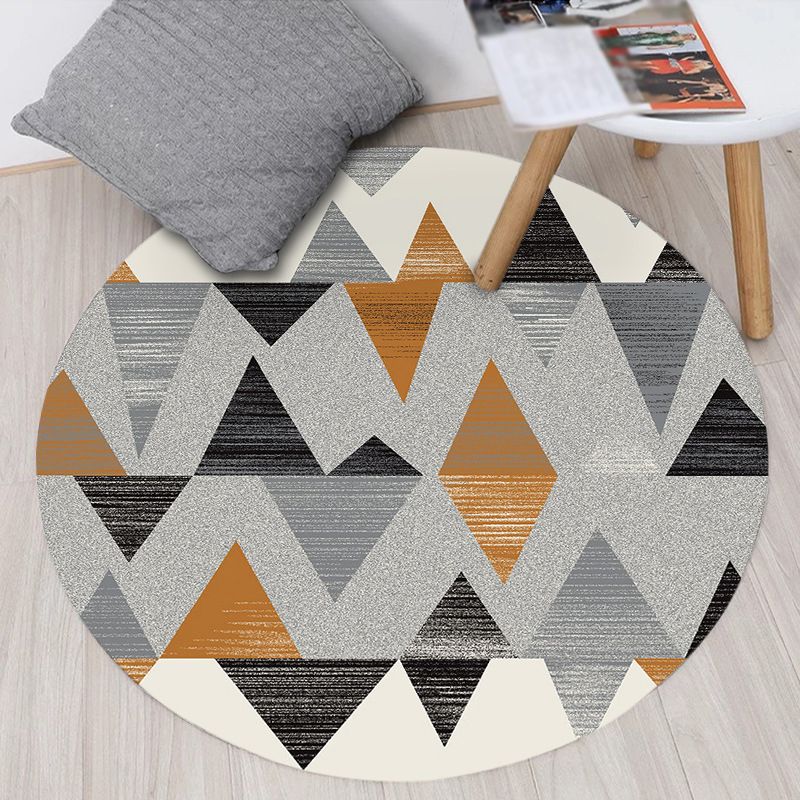 Tapis rond moderne tapis géométrique de tapis lavable de tapis en polyester non glissant pour le salon