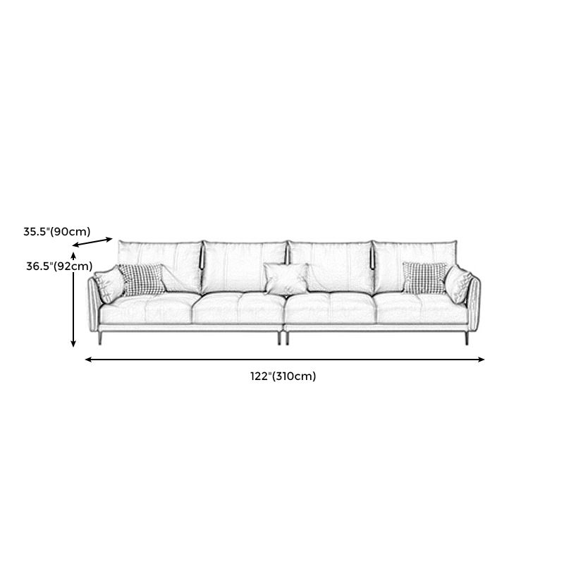 Grey Removable Cushions Faux Leather Straight Arm Sofa/Sectional with Wear-Resisting