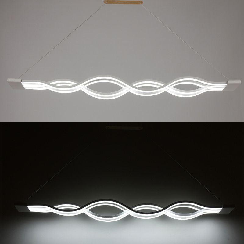 Modern Concise LED Island Light Lacquered Iron Linear Pendant Light with Acrylic Shade