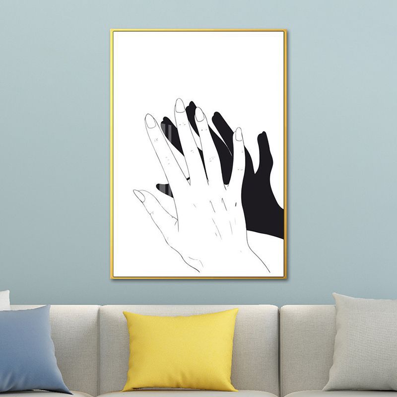Scandinavian Style Teenagers Wall Decor Hand and Reflection in Pastel Color Painting