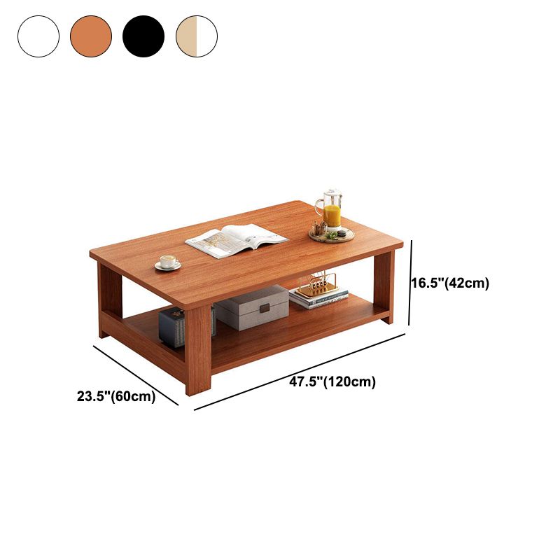 4 Legs Rectangular Coffee Table Made of Solid Wood in Wood/white/brown/gray Cocktail Table