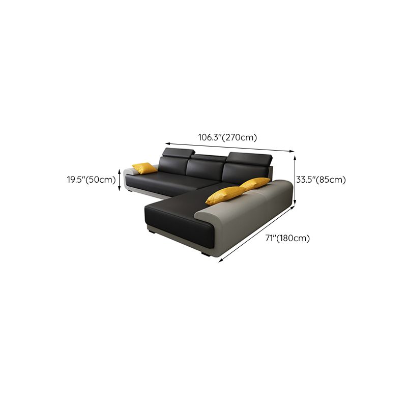 Contemporary Faux Leather Sectional Sofa Pillow Top Arm Cushions Seating for Living Room