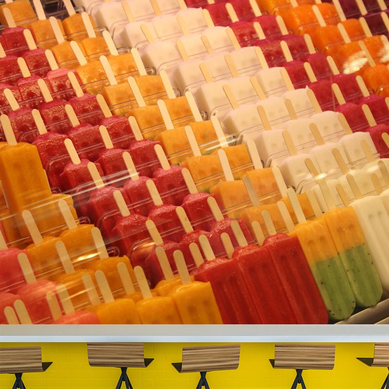 Ice Cream Mural Moisture Resistant Wallpaper Wall Covering for Dessert Shop