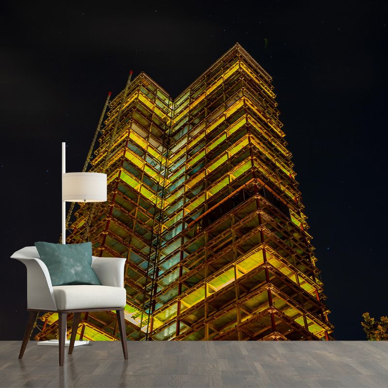 Contemporary Construction Mural Wallpaper Decorative Mildew Resistant Wall Art