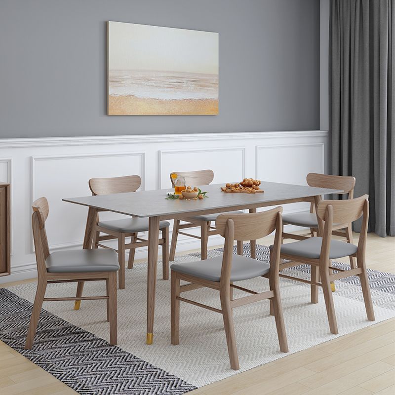 Rectangle Grey Tone Dining Table Sintered Stone Table Luxury Style with 4 Legs