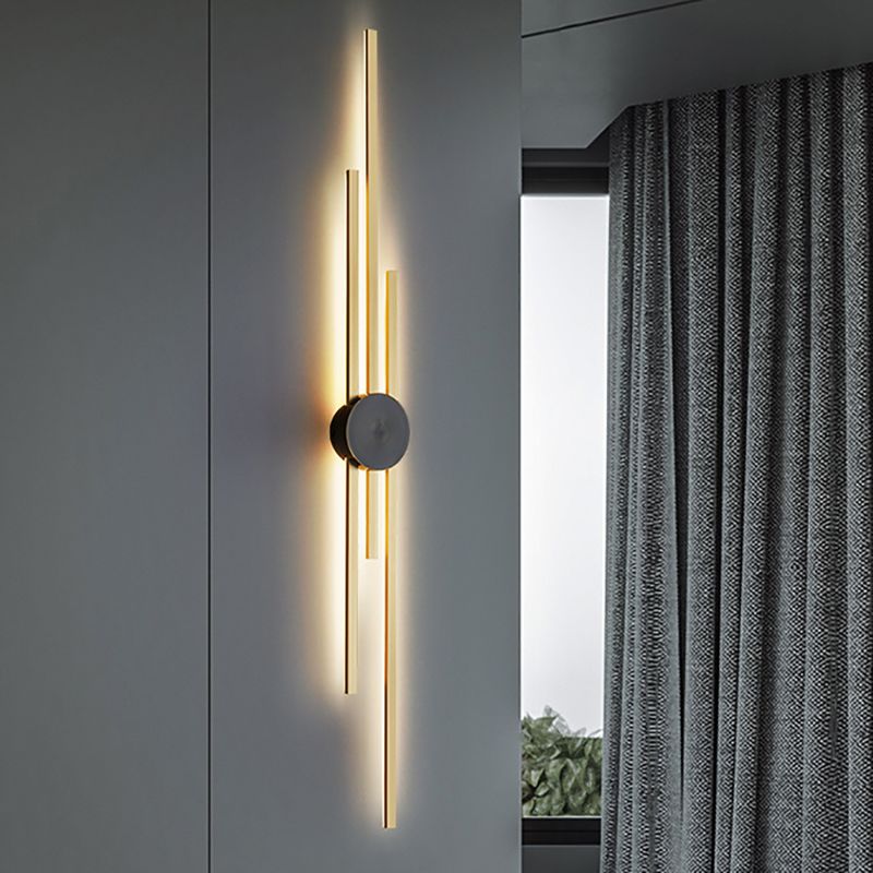 Contemporary Style Brass Wall Light Linear LED Wall Sconce for Bedroom