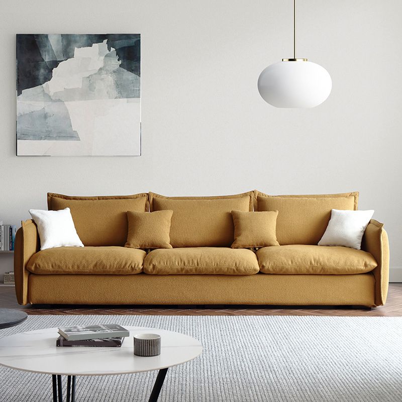 Contemporary Fabric Standard Settee Tuxedo Arm Cushions Sofa