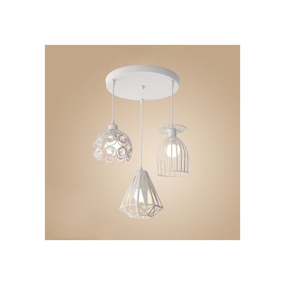 3 Lichter hängernde Leuchtdachbodenstil Käfig -Metalldecke mit unterschiedlichem Farbton in Schwarz/Weiß für das Restaurant