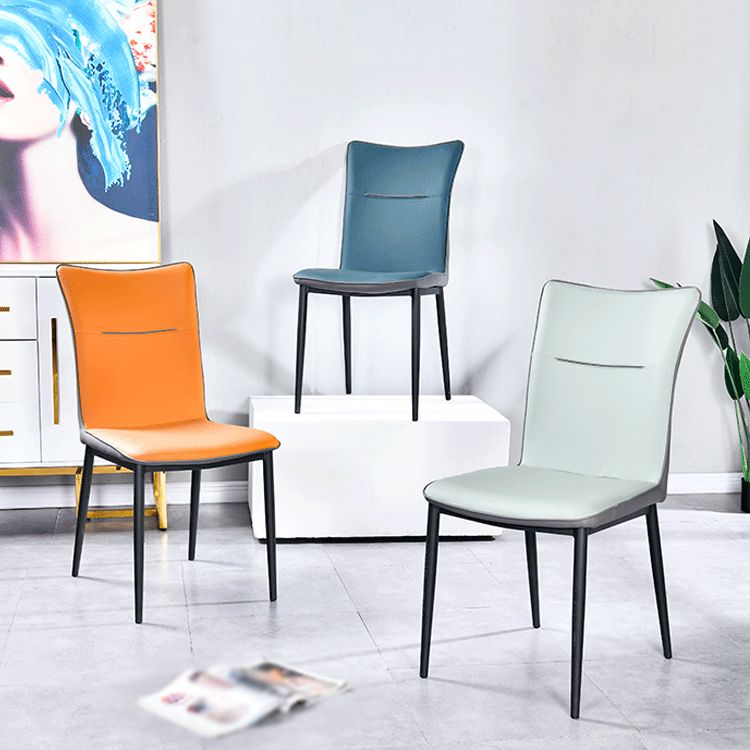 Home Scandinavian Side Chair Indoor Solid Back Metal Dining Room Chair