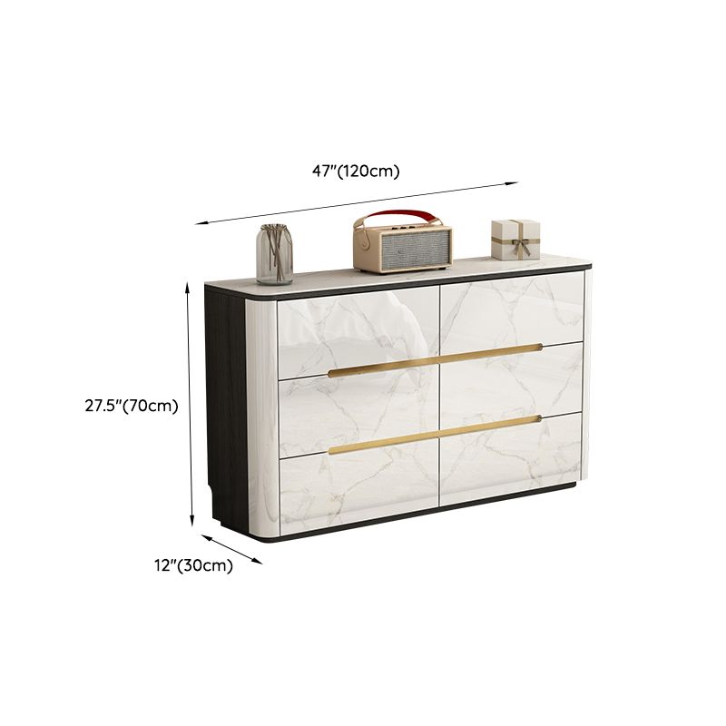 Stone Storage Chest Dresser Horizontal Storage Chest with 6 Drawers