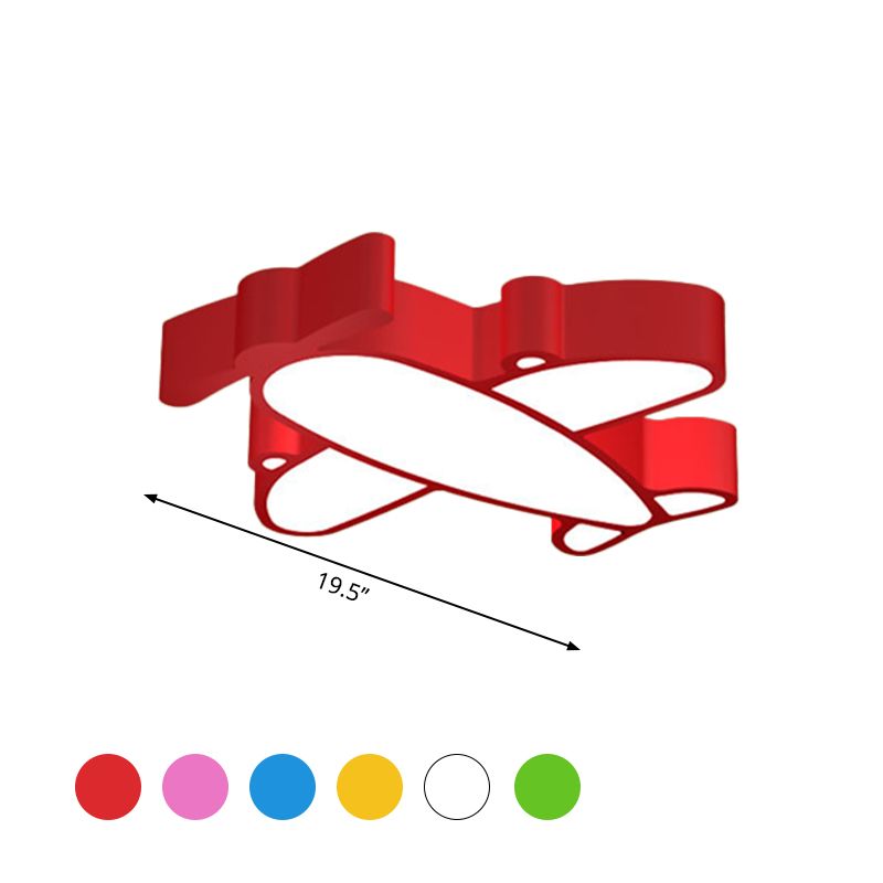 Cartoon Integrated LED Ceiling Lamp Red/Pink/Blue Plane Flush Mounted Light with Acrylic Shade