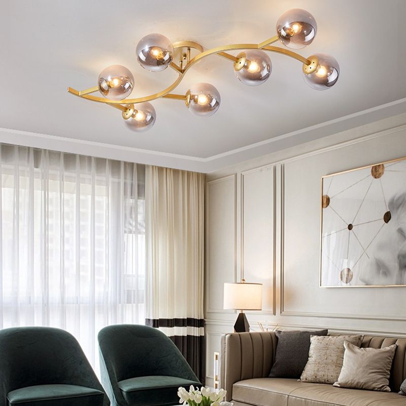 Contemporary Sphere Flush Light Fixture Glass Flush Mount Ceiling Light
