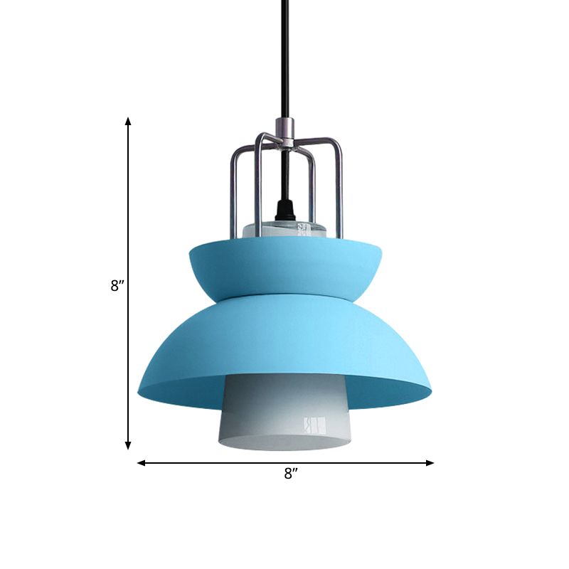 1 lámpara de techo de dormitorio ligero con tazón de tono metálico Macaron estilo gris/lámpara colgante rosa