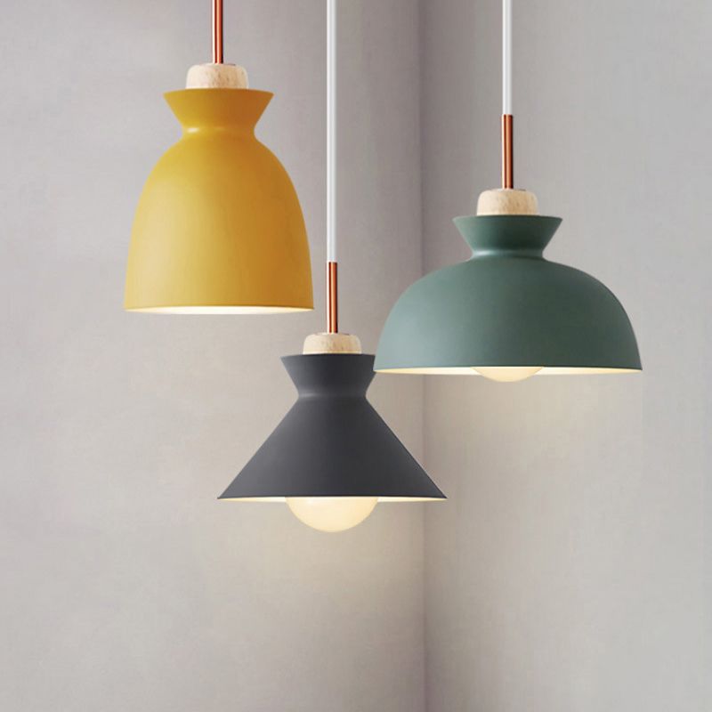 Colorful Geometric Pendant Light Modern Metal Hanging Pendant for Bedroom