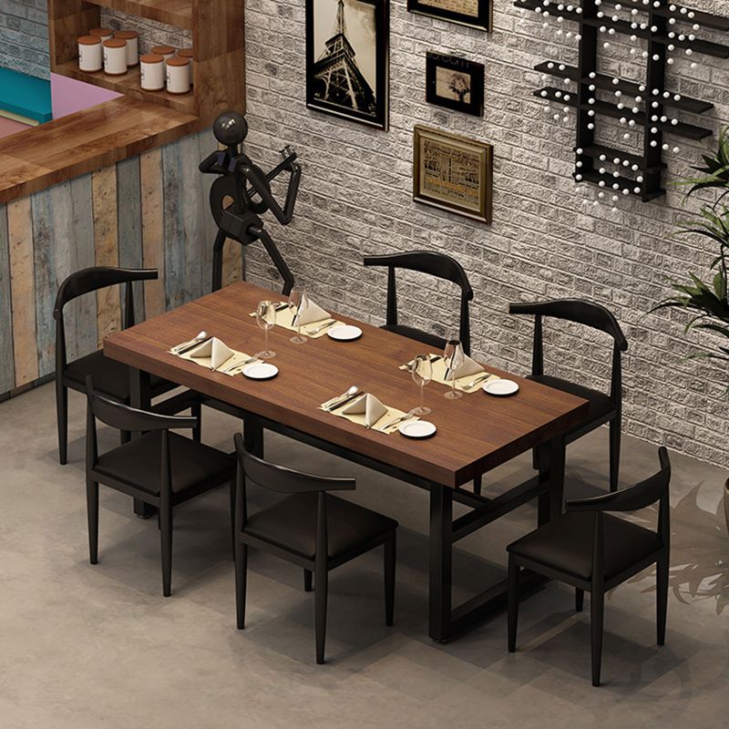 Industrial 1/3/5/7 Pieces Dining Set Rectangle Pine Wood Dining Table for Cafe