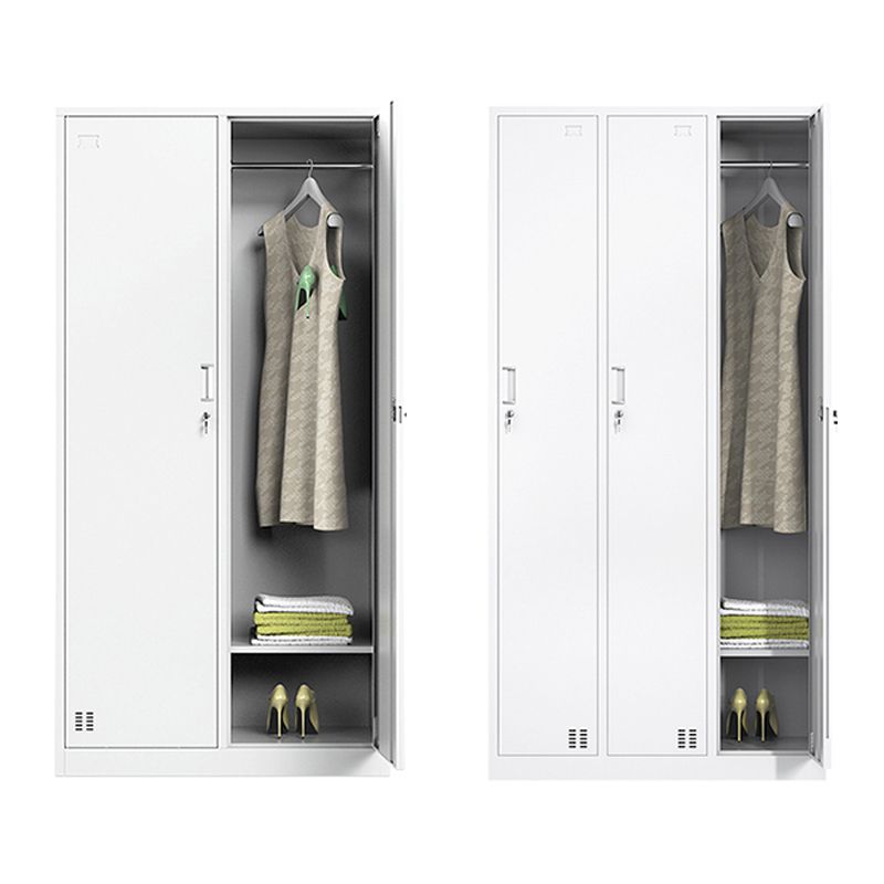 White Steel Cabinet with Hinged Doors Modern Storage Cabinet