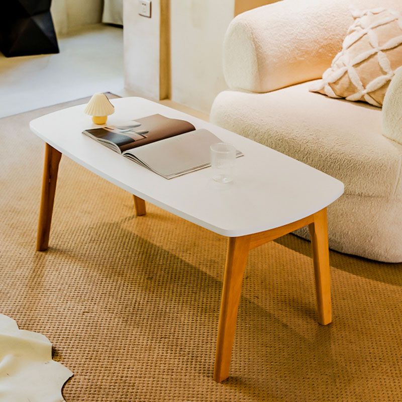 Wooden 4 Legs Cocktail Table Modern Rectangular Coffee Table for Living Room