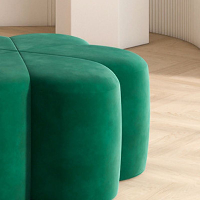 Flower Shape Pouf Velvet Pure Color Scratch Resistant Upholstered Pouf