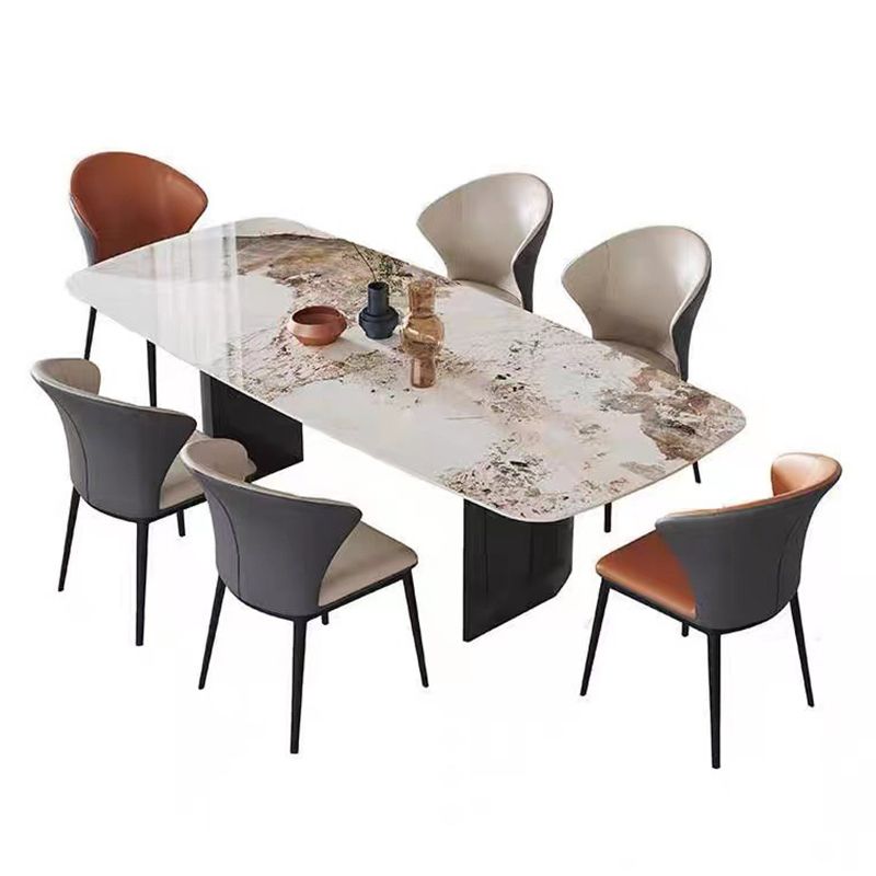 Modern Rectangle Table Sintered Stone Dining Table with Metal Legs