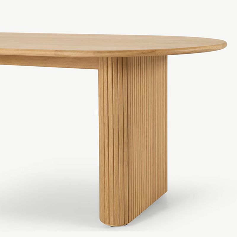 Modern Pine Wood Dining Table Oval Wooden Table with Double Pedestal
