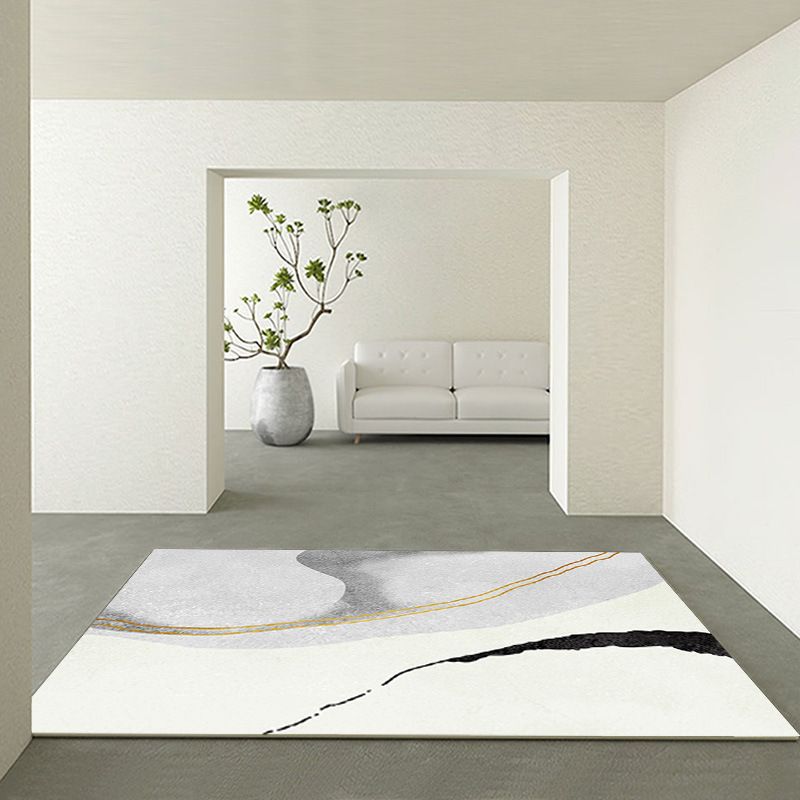 Modern White Carpet Polyester Pattern Carpet Washable Carpet for Home Decor