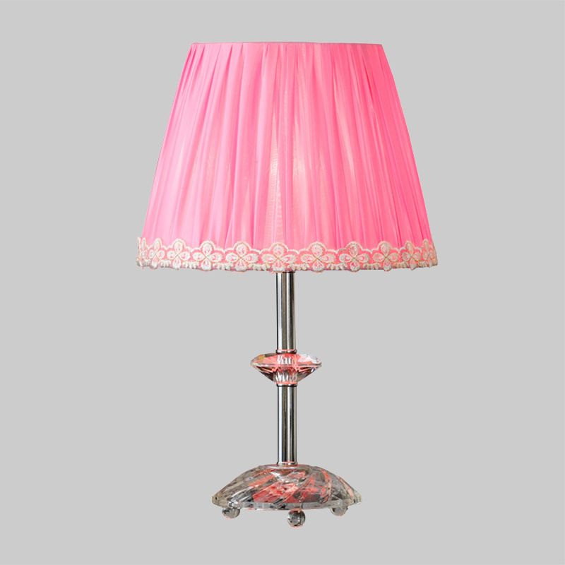 Empire Shade Lámpara de mesa de noche Simplicity Clear Crystal 1 luz rosa lámpara de mesita de noche para sala de estar