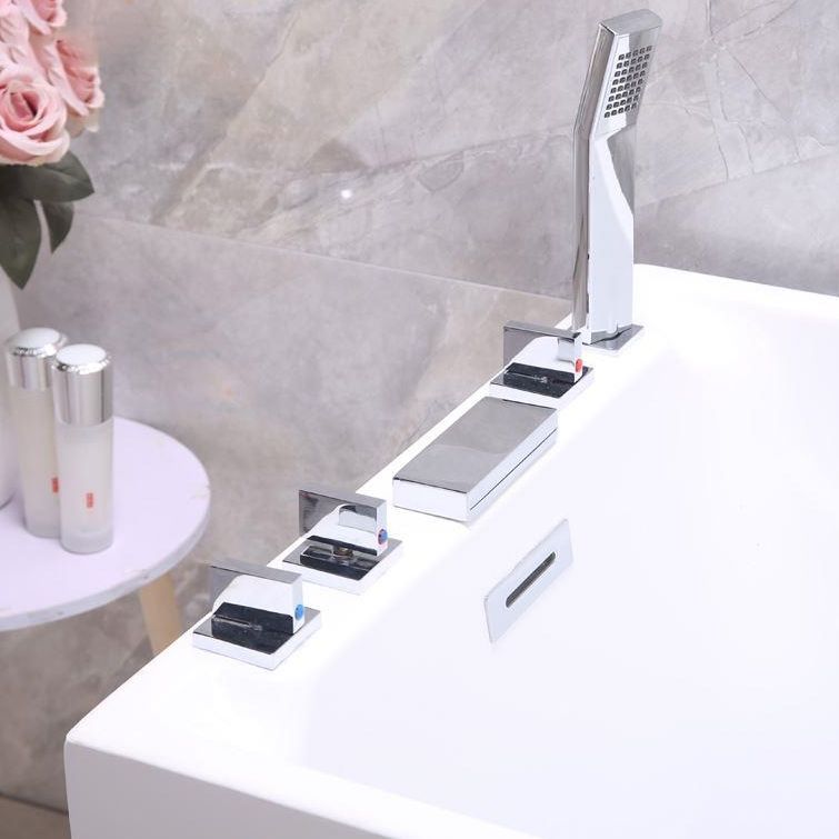 White Modern Bathtub Freestanding Acrylic Soaking Rectangular Bath