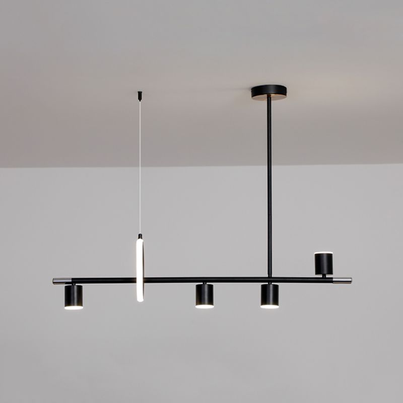 Modern Metal Track Lamp Multi-Head Restaurant Island Lighting Fixtures with Acrylic Shade