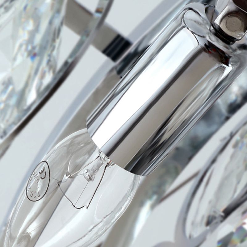 Modern Style Hanging Lights Round Crystal Chandelier in Clear for Living Room