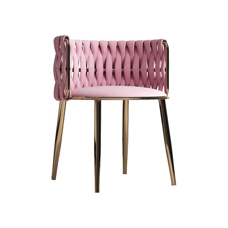 Scandinavian Armless Solid Back Chair Upholstered Fabric Dining Side Chair